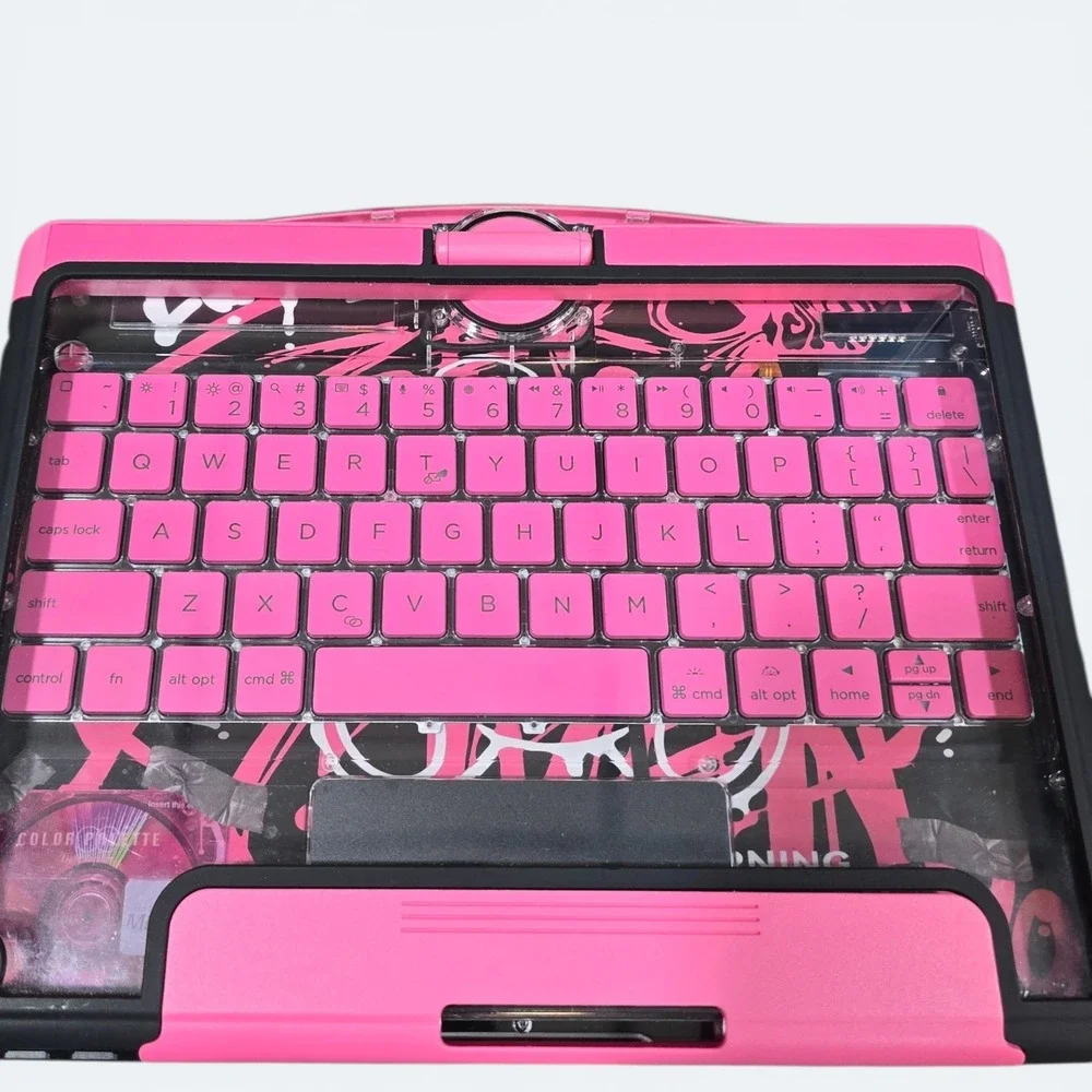 Pink Wireless Keyboard Case for iPad 9th 8th 7th Gen 10.2 360 Rotate Backlit